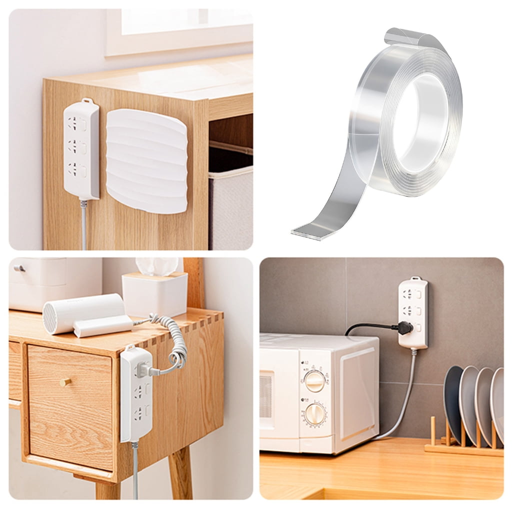 3Pcs Removable Strong Adhesive Strips Clear Double Sided Adhesive Tape For Wall Decorations Cables management Enduring