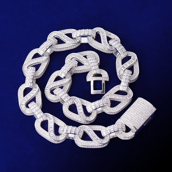 DUBSS Iced Out Choker Luxury Design 20mm Cuban Link Chain for Men Baguette Necklace Hip Hop Jewelry