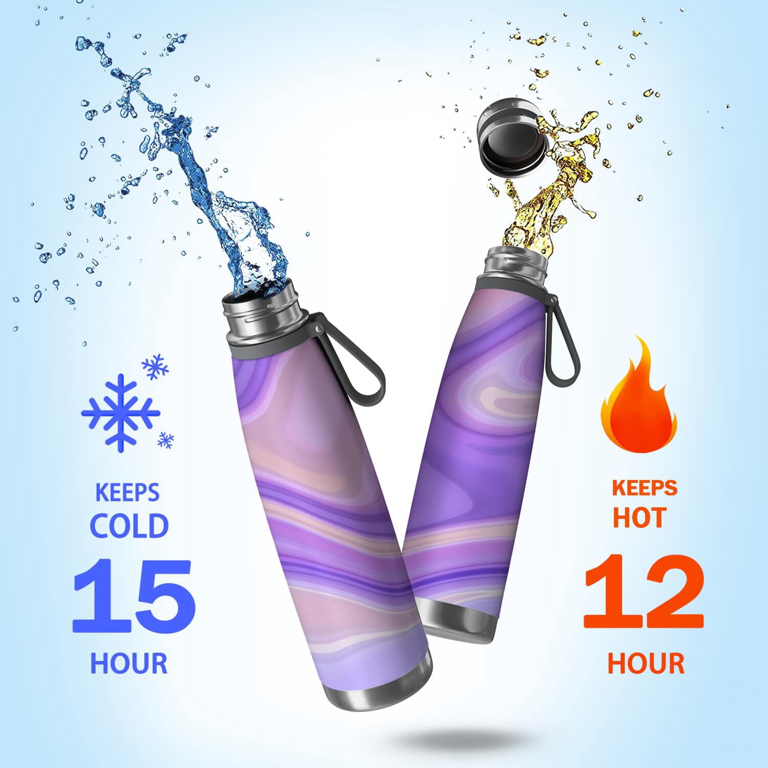 29oz Insulated Water Bottle with Tea Infuser, Stainless Steel Travel Mug, Liquid & Marble Print
