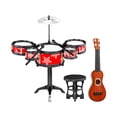 thumbnail image 1 of Baterías de simulación, kits de batería con baquetas, juguetes educativos para niños, batería de jazz Silla Guitarra Roja, 1 of 9