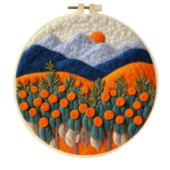 Mountains Needle Felting Set, Beginner Felt Painting Set, With Wool Felt Painting Set, Decorative Frame, Suitable for Home Decoration