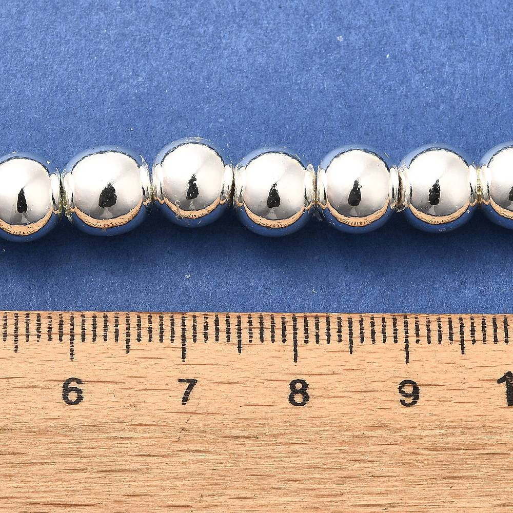Electroplated Magnetic Hematite Beads Strands Grade AAA Round Silver Plated 8mm Hole: 1.4mm about 56pcs/strand 15.75 inch(40cm)