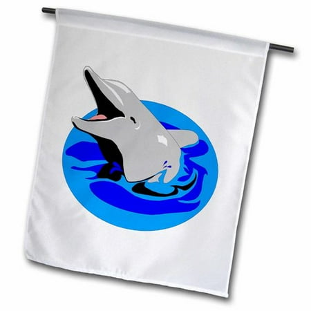 3dRose Cute Kids Dolphin Art Polyester 2 3   x 1 6   Garden Flag
