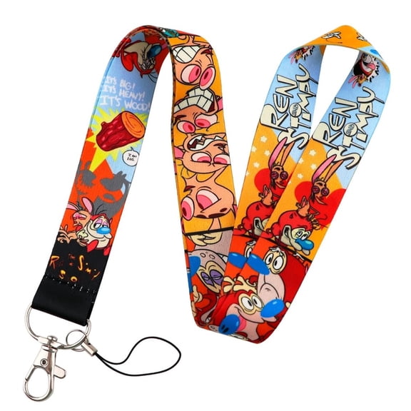 Ren And Stimpy Cartoon Series Characters Lanyard ID Holder Keychain