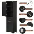thumbnail image 4 of EUROCO 68.1'' Tall Bathroom Storage Cabinet, MDF Board Floor Storage Cabinet with 1 Door, 2 Different Size Drawers and Adjustable Shelf, Freestanding Cabinet with Painted Finish for Bathroom, Black, 4 of 8