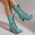 thumbnail image 4 of LOVZFMLL Bottes pour Femmes Bottes Chelsea Mi-Mollet à Lacets Bout Rond Sangles Ajustables Talon Évasé Moyen Bottes Mode Automne Hiver, 4 of 7