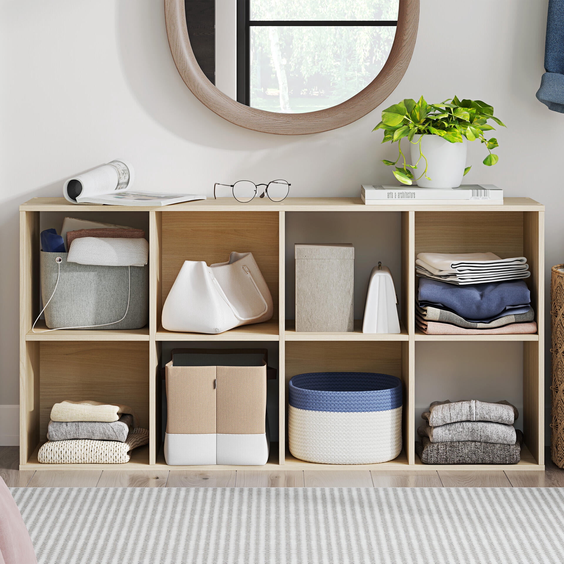 Signature Design by Ashley Piperton 8 Cube Storage Organizer with Natural Tan Finish