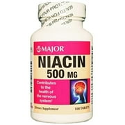 4 Pack - Dietary Supplement Major Niacin 500 mg Strength Tablet 100 per Bottle