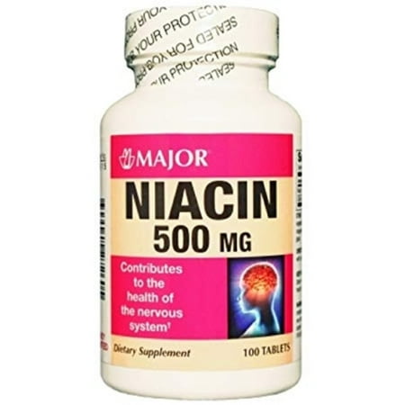 4 Pack - Dietary Supplement Major Niacin 500 mg Strength Tablet 100 per Bottle