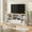 White, variant on Yeshouse 72 Inch Farmhouse TV Stand, Wave Pattern Media Console with Glass Doors, Open Storage for Living Room