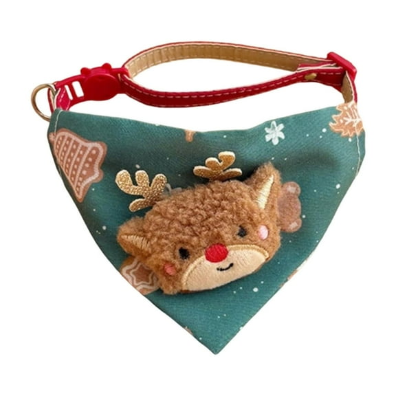 Christmas Pet Scarf Reindeer Pattern Adjustable Dog Cat Collar Holiday Photo Props Soft Festive Accessories for Small Pets
