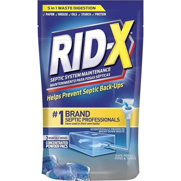 RID-X Septic Tank Treatment Pods – 3 Month Supply, Dual Action Enzymes and Bacteria to Break Down Waste & Prevent Backups