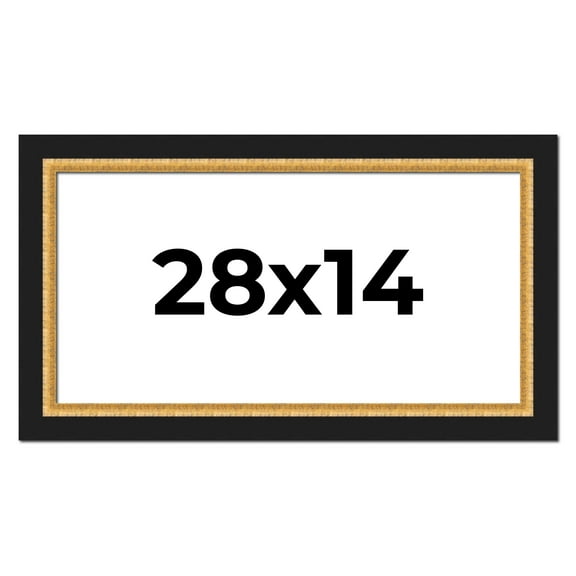 28x14 Frame Gold Real Wood Picture Frame Width 2.25 Inches | Interior Frame Depth 0.5 Inches |