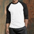 thumbnail image 4 of Abomasnow Mens Big and Tall Athletic Shirts 3/4 Length Sleeve Crewneck Color Block Shirts Casual Soft Workout Running Basic Shitrts, 4 of 5