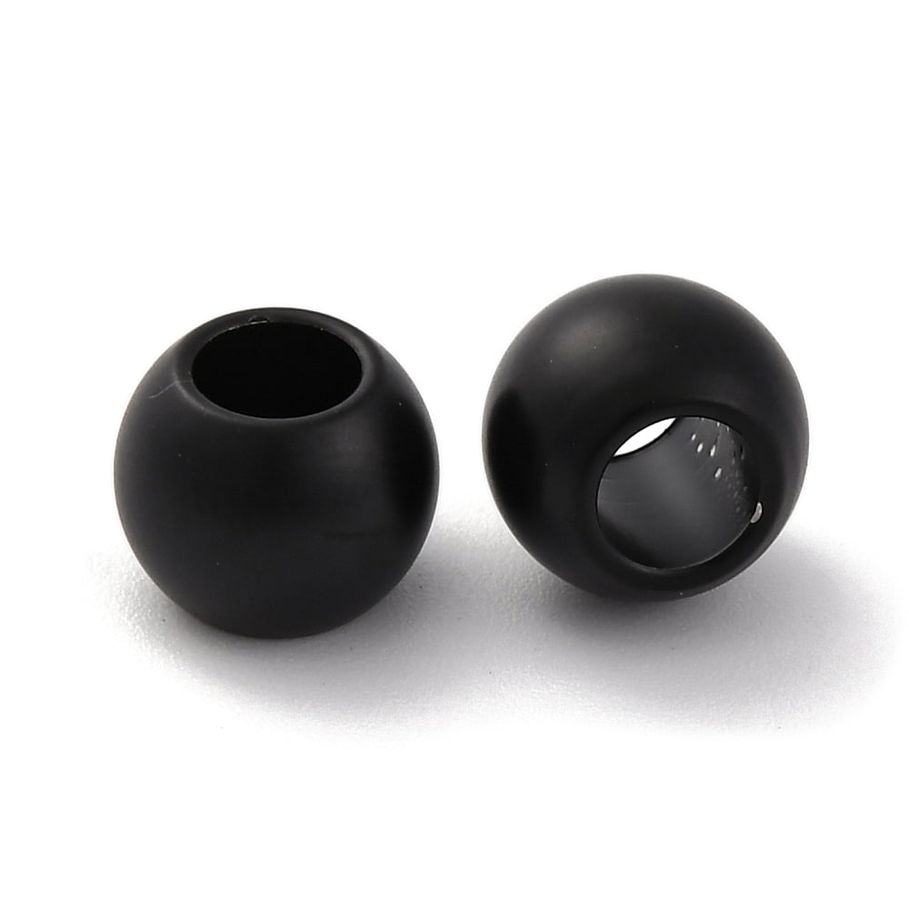 201 Stainless Steel European Beads Large Hole Beads Rondelle Black 10x8mm Hole: 5mm