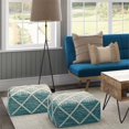 thumbnail image 2 of Cowan Contemporary Square Pouf in Teal Natural Handloom Woven, 2 of 7