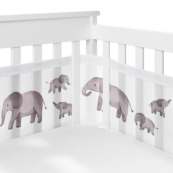 Sweet Jojo Designs   BreathableBaby Watercolor Elephants Boy, Girl, Unisex/Gender Neutral Breathable Mesh Crib Liner
