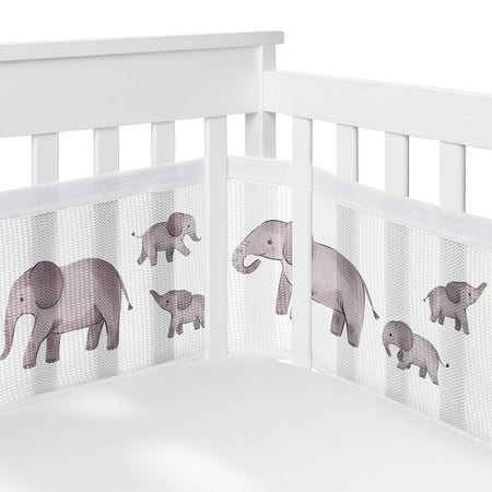 Sweet Jojo Designs + BreathableBaby Watercolor Elephants Boy Girl Unisex/Gender Neutral Breathable Mesh Crib Liner