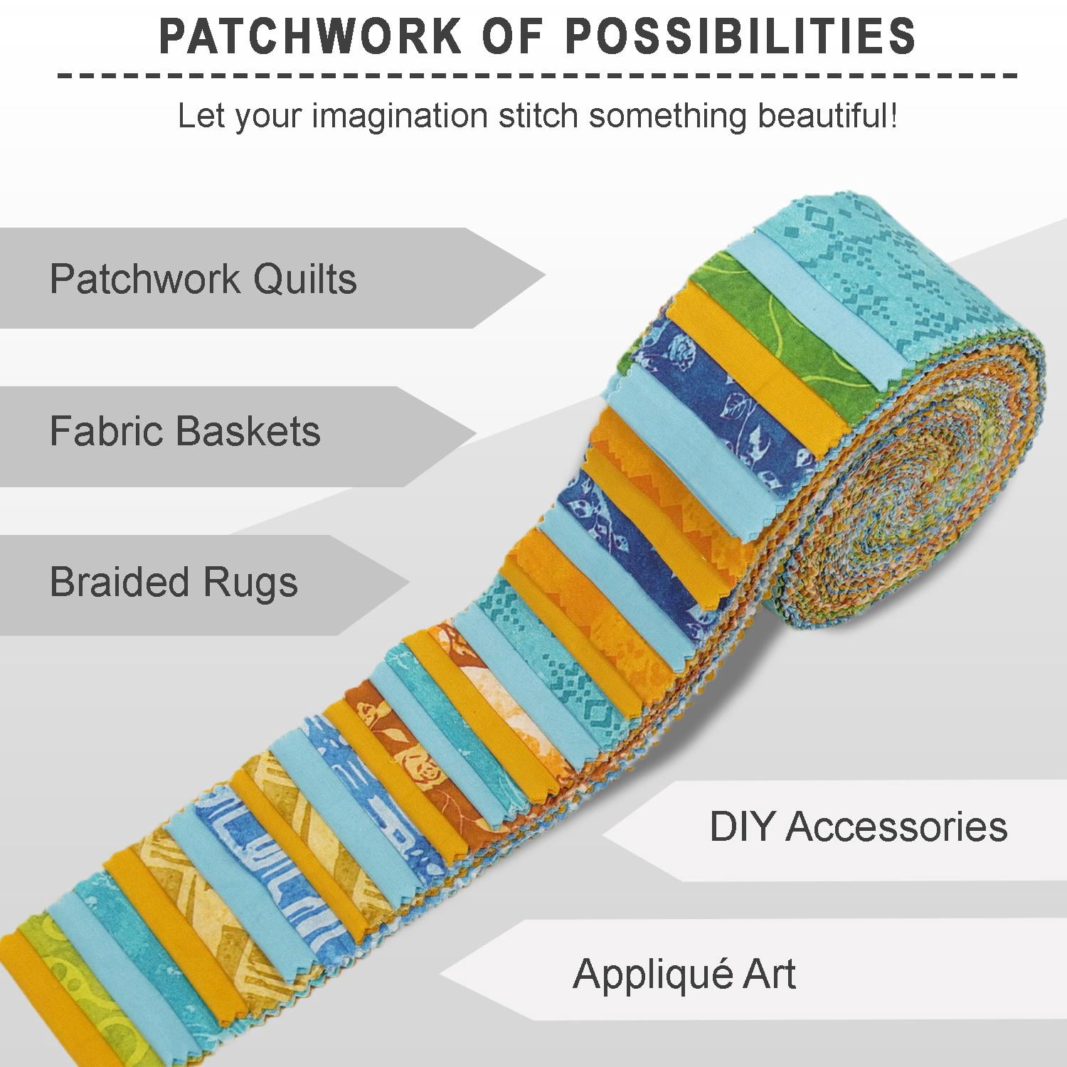 Soimoi Jelly Roll Fabrics for Quilting 40 Strip 2.5" Cotton Strips Bundles, Perfect Quilting Fabric for Craft Project, Precut Quilt Fabirc, Cotton Strips for Home Decor, Blanket, Rugs - Batik Breeze