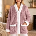 thumbnail image 6 of APEXFWDT Women Open Front Fleece Sleep Jacket Button Down Long Sleeve Pajama Top Cozy Fluffy Loungewear Top for Fall Winter, 6 of 6