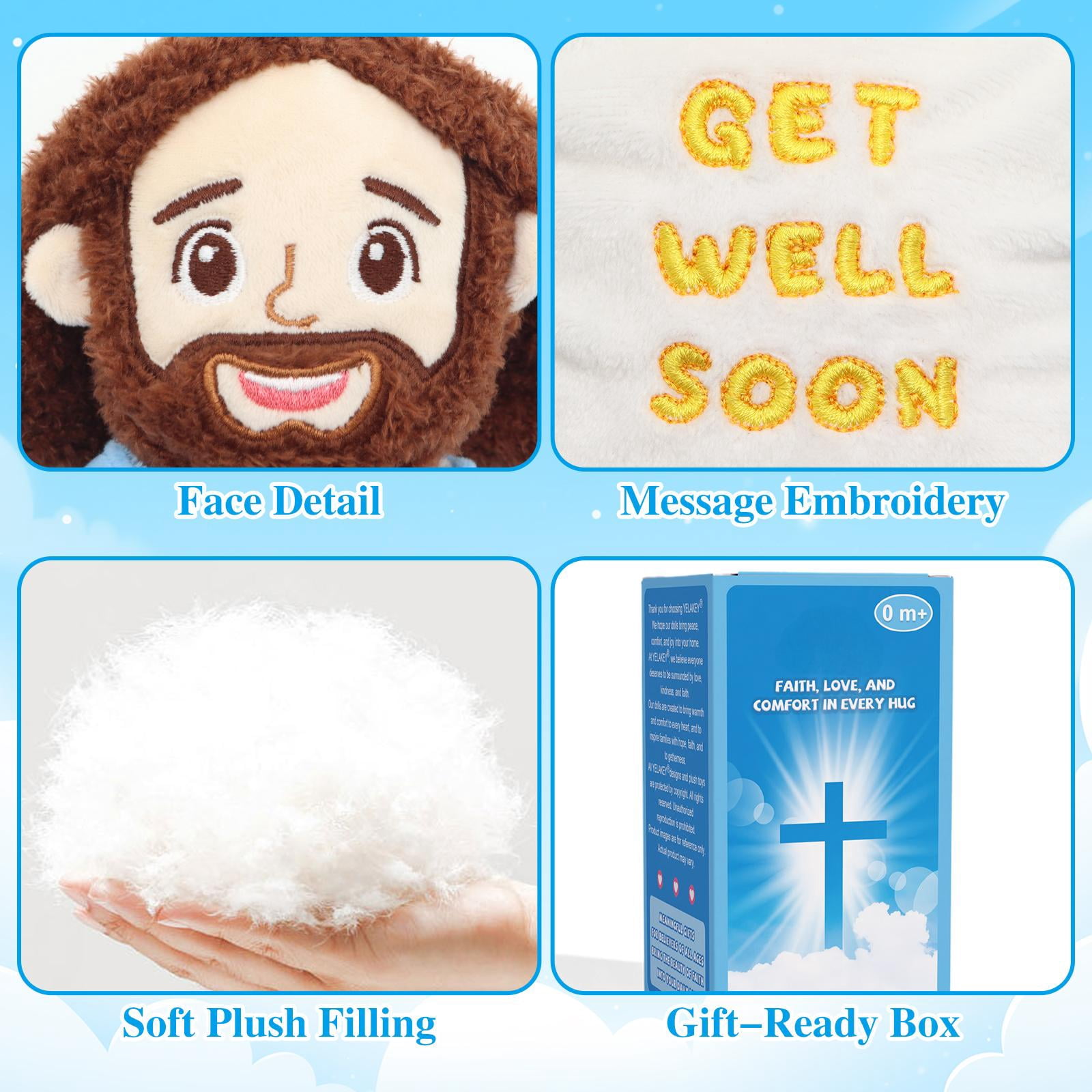 Talking & Singing Jesus Plush Doll, Christian Stuffed Toy For Kids, Plays Bible Verses Religious Gift For Christening, Baptism, Easter, Sunday School, Decor