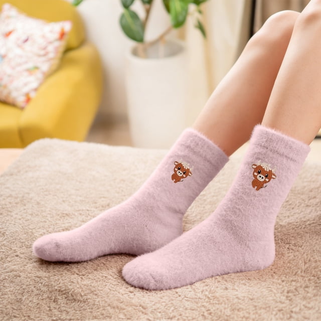 Calcetines gruesos y cálidos de invierno para mujer, con forro polar, hasta media pantorrilla | Calcetines suaves y cómodos para dormir | Calcetines térmicos de moda para el frío | Calcetines