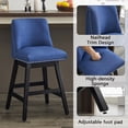 thumbnail image 3 of Newest 30" Swivel Bar Stools Set of 2, Dark Blue Linen Upholstery with High Back & Solid Wood Frame for Kitchen Island & Home Bar, 3 of 7