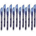 thumbnail image 1 of Juego de 12 bolígrafos borrables portátiles de tinta azul para escribir, para exámenes, repuestos de oficina y trabajo., 1 of 6