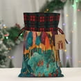 thumbnail image 5 of KLL Whimsical Forest Scene for Christmas Gift Bag,Christmas Burlap Goody Gift Bags with Plaid Drawstrings for Xmas Presents Holiday Party Favor Treats Candy-Black, 5 of 8