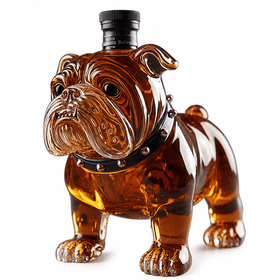 Florvian 2026 New 300Ml Bulldog Shape Whiskey Bottle Large Capacity Glass Decanter Red Wine Decanter Home Bar Whiskey Accessory for Home,Bar,Kitchen,Party,Gift