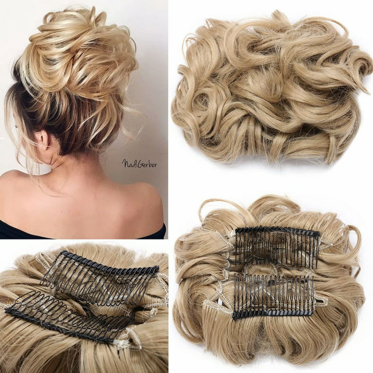 8 Pcs wig hair bun curly hair clips messy bun hair extensions hair  extension holder elastic rubber bands hair extension bun barrettes for  women Miss