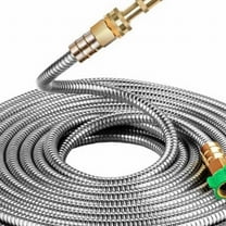 GQDIN 304 Stainless Steel Garden Hose - Flexible Kink-Free Water Hose with Metal Connectors, Lightweight Leakproof Lawn Tubing for Car Washing Irrigation