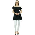 thumbnail image 6 of Bimba Women's Off shoulder Puff Sleeve Tops Elastic Waist Blouse Cotton Tunic, 6 of 9