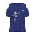 thumbnail image 4 of WOYY Big Girls Cold Shoulder Graphic T-Shirt Casual Short Sleeve T Shirt, Sizes 3-12, 4 of 5