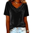 thumbnail image 1 of Camisas de Color Sólido para las Mujeres Plisados Estirables Puños V-Cuello Suéter de Moda, Camisas de Manga Larga de las Mujeres para el Hogar Y el Uso Diario, 1 of 5