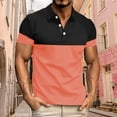 thumbnail image 2 of ZCFZJW Mens Polo Shirts Trendy Color Block Print Summer Short Sleeve Half Button up V Neck Collared T-Shirts Loose Lightweight Casual Athletic Golf Tops Pink M, 2 of 5