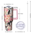 thumbnail image 2 of OBREWU Pink Boston Terrier and Flower Tumbler with Handle and Lid,Pink Boston Terrier and Flower 40oz Double Wall Vacuum Insulated Tumbler,Cups Gift for Women and Men, 2 of 7