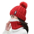 thumbnail image 1 of GDREDA Unisex Winter Knit Warm Hats and Scarf Set - Purpose Ear and Windproof Design for Cold Weather Red,One Size, 1 of 4