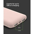 thumbnail image 2 of Belkin Portable Charger, USB-C Power Bank 10k w/ 1 USB-C Port and 2 USB-A Ports with USB-A to USB-C Cable for iPhone 16, 16 Plus, 16 Pro, 16 Pro Max, Samsung Galaxy S24, & More - Rose Gold, 2 of 11