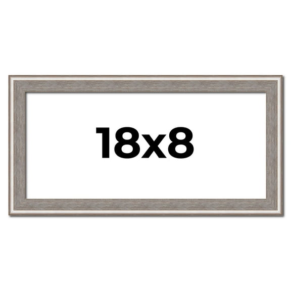 18x8 Frame Grey Real Wood Picture Frame Width 1.25 inches | Interior Frame Depth 0.5 inches | Hans