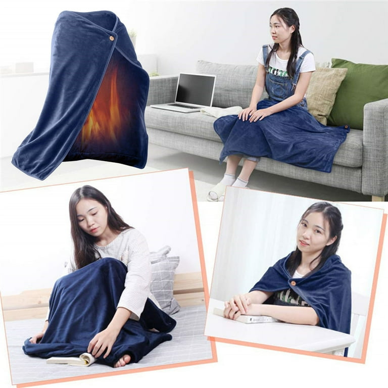 Warm USB Heated Throw Blanket Shawl Wrap Poncho Electric Heating