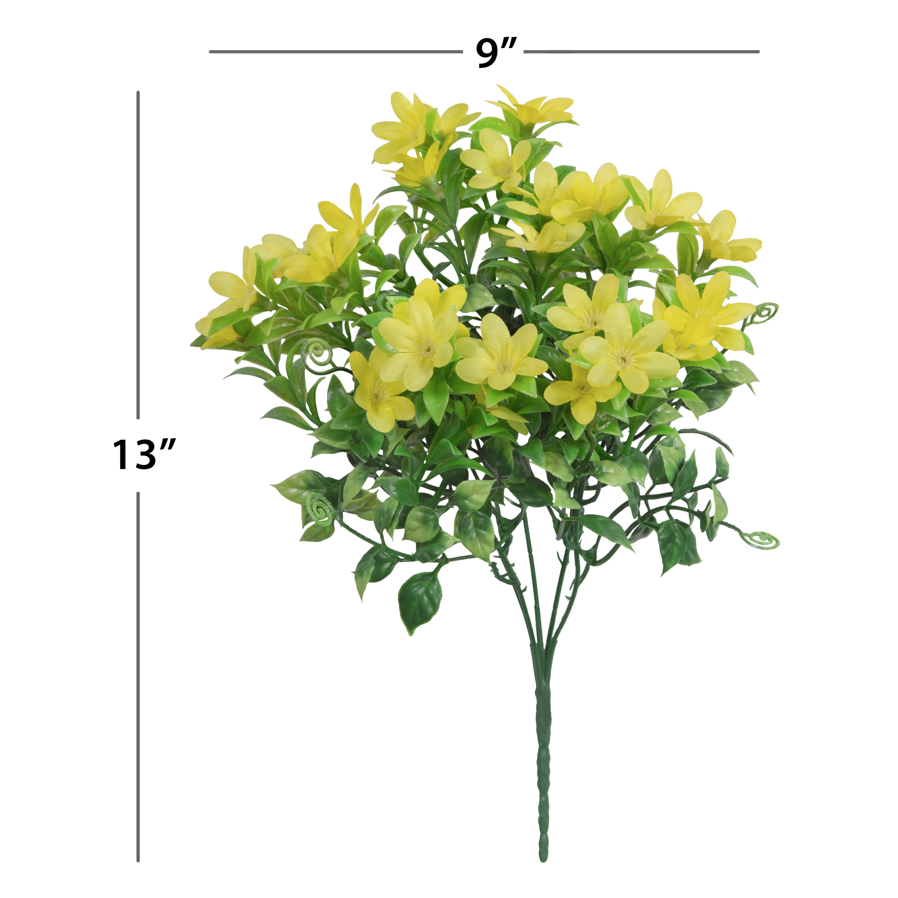 (4 pack) Mainstays 13 in Yellow Artificial Mini Flower Pick, Indoor Use
