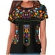 thumbnail image 2 of Fiudx Ofertas y Liquidaciones Top de Cuello Redondo de Manga Corta Estampado de Estilo Étnico para Mujer, 2 of 5