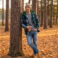thumbnail image 5 of Fabrcox Men's Hooded Plaid Shacket Long Sleeve Button Down Checkered Shirt Jacket with Chest Pockets Lightweight Casual Fall Outerwear Green L, 5 of 8