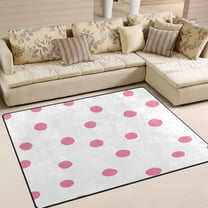 Yayeee Area Rugs for Living Room 5.2'x4' Non Slip Washable Bedroom Floor Carpet, Pink Polka Dots