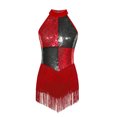 thumbnail image 3 of Eandarui Justaucorps de Danse Latine Sans Manches à Franges une Pièce Rumba Scintillante Samba pour Femmes Rouge m, 3 of 5