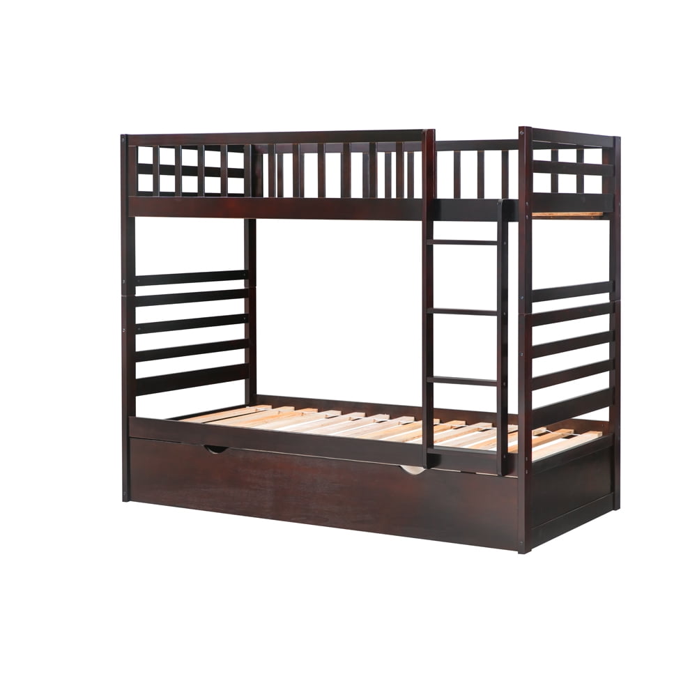 Merax Wood Bunk Bed Twin Over Multiple Finishes With Trundle