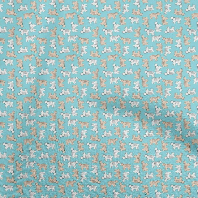 oneOone Soie Tabby Bleu Turquoise Tissu Animal Matière de Robe Tissu Imprimé Tissu au Mètre 42 Pouces de Large