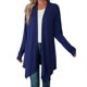 thumbnail image 1 of Cárdigan Luxtrada para mujer, informal, ligero, de manga larga y abertura frontal, con drapeado (azul marino, M), 1 of 4