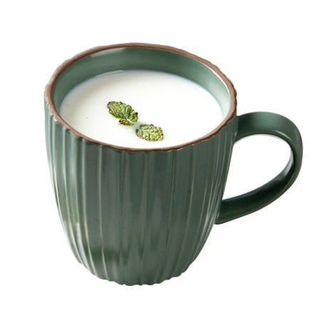 

Haifle 280ml Small Solid Color Ceramic Mug Ceramic Cup With Handle Microwave Cup For Oats Milk Coffee Tea-Green